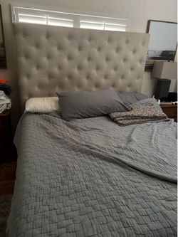 Pottery barn California king tuffed bed frame