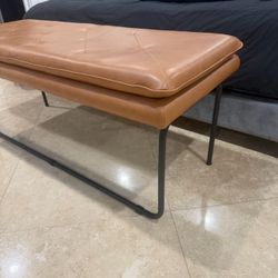 Caramel Leather Bench