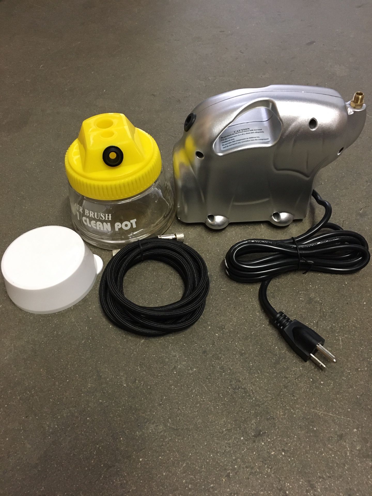 New in box $30 mini airbrush compressor with glass cleaning pot air hose