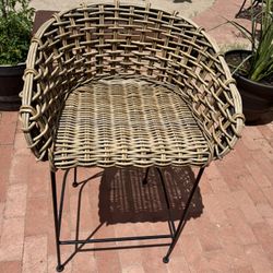 2 Iron & Wicker Bar Stools