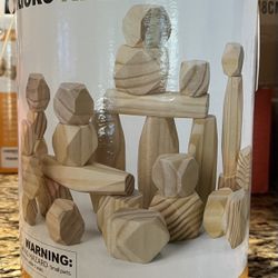 New In Bucket! Pidoko 30 Pc Wooden Stacking “Stones” Blocks (Age 3+) $20 (#C-137)