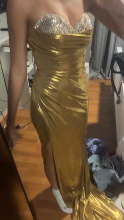 Gold prom dress diamond top