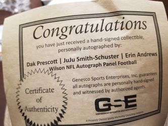 Autographed Dak,juju & Erin Andrews Football