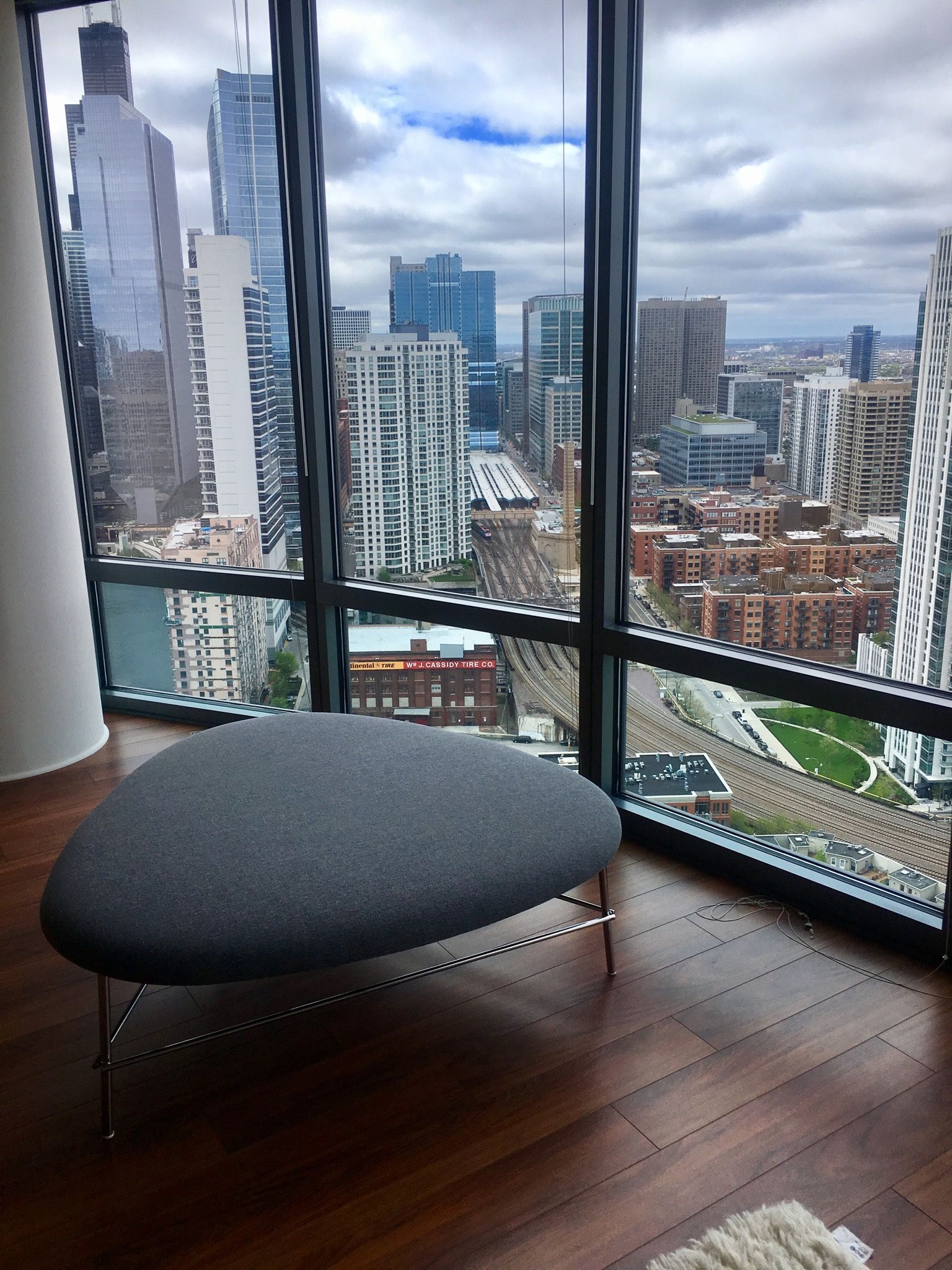 Grey Upholstered Ottoman