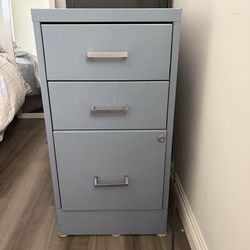 Light blue metal filing cabinet-