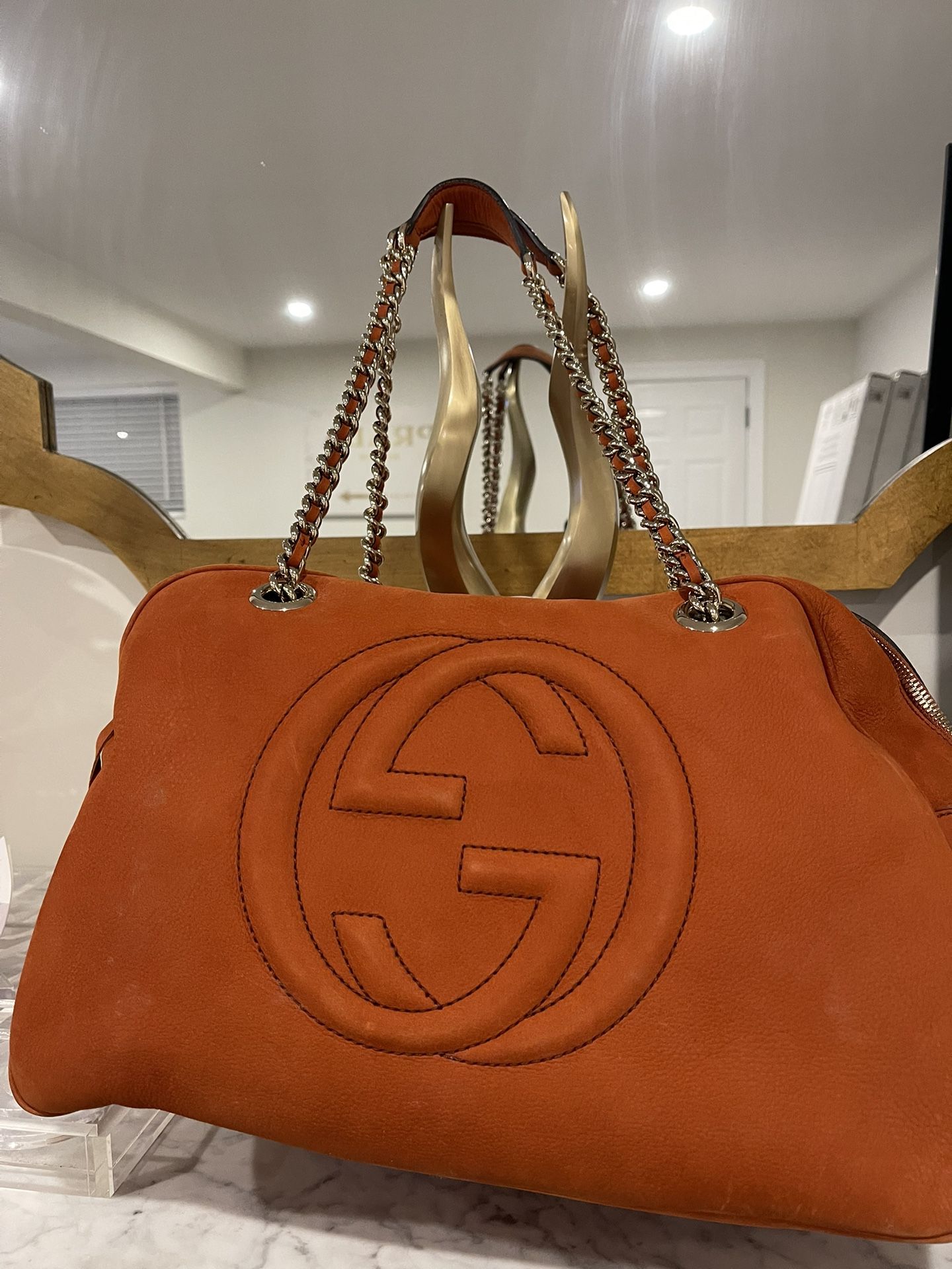GUCCI Bag Orange Leather Tote Bag