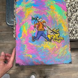 Hand Painted Abstract Painting Goofy out for a walk with Pluto!