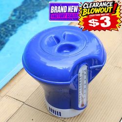 NEW 8 inch Floating Chlorine Dispenser with Automatic Thermometer Swimming Pool