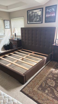 Cali King  Size  Bed  Frame and Head Board .GOOD  CONDITION