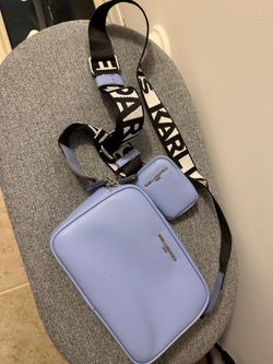 Karl Lagerfeld Paris Blue Camera Crossbody Bag with Coin Pouch