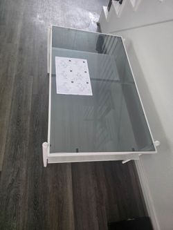 Glass Top Coffee Table White Frame