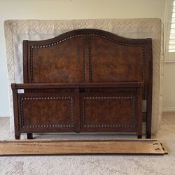Moving sale wood queen bed frame and mattress!!! 75 obo