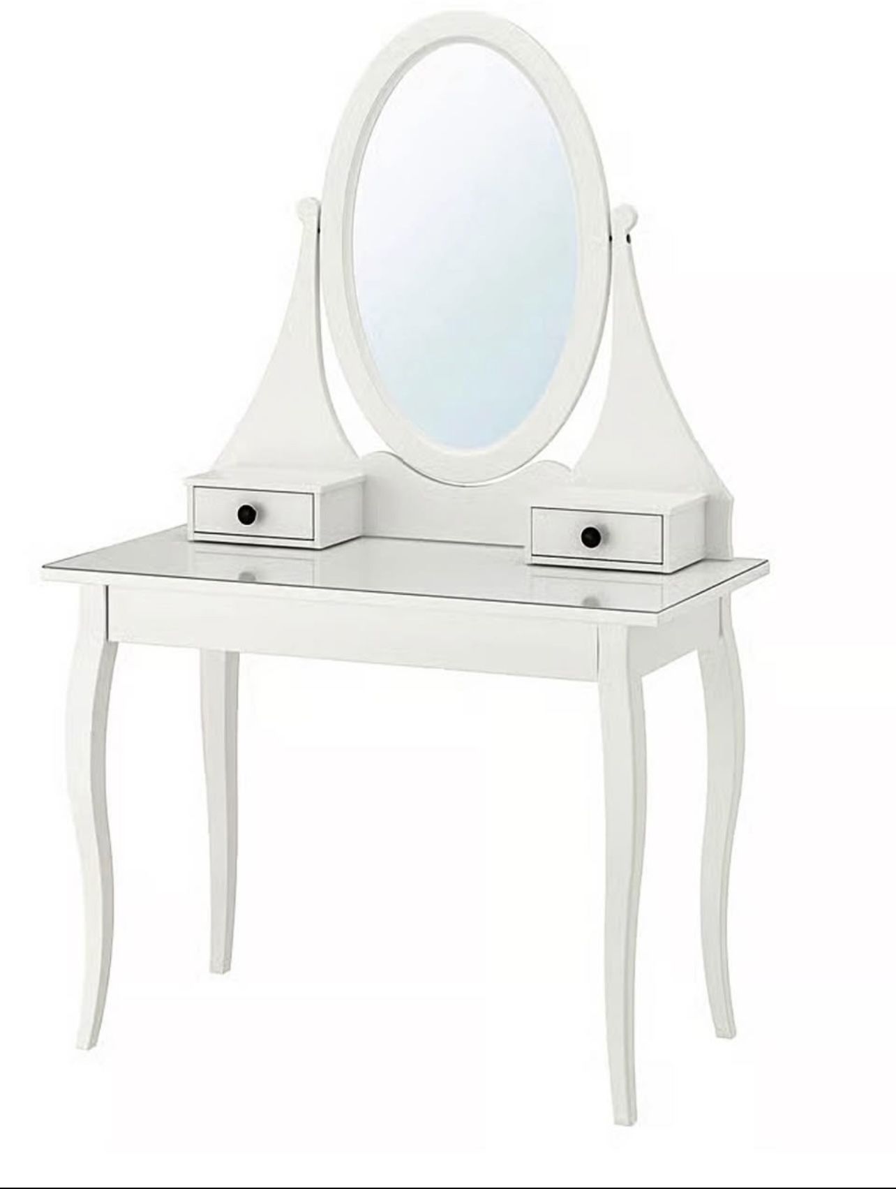 IKEA Vanity Dressing Table Desk With Drawers And Protective Glass Top