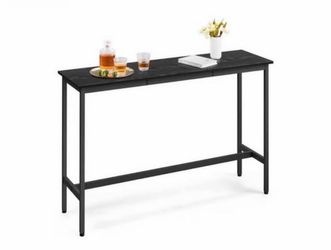 Bar Table, Narrow Long Kitchen Dining Table, Sturdy Metal Frame, Industrial, 15.7 × 55.1 x 35.4 Inches, Ebony Black and Ink Black