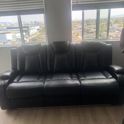 Real leather black couches