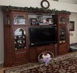 Large Wood Entertainment Center Wall Unit