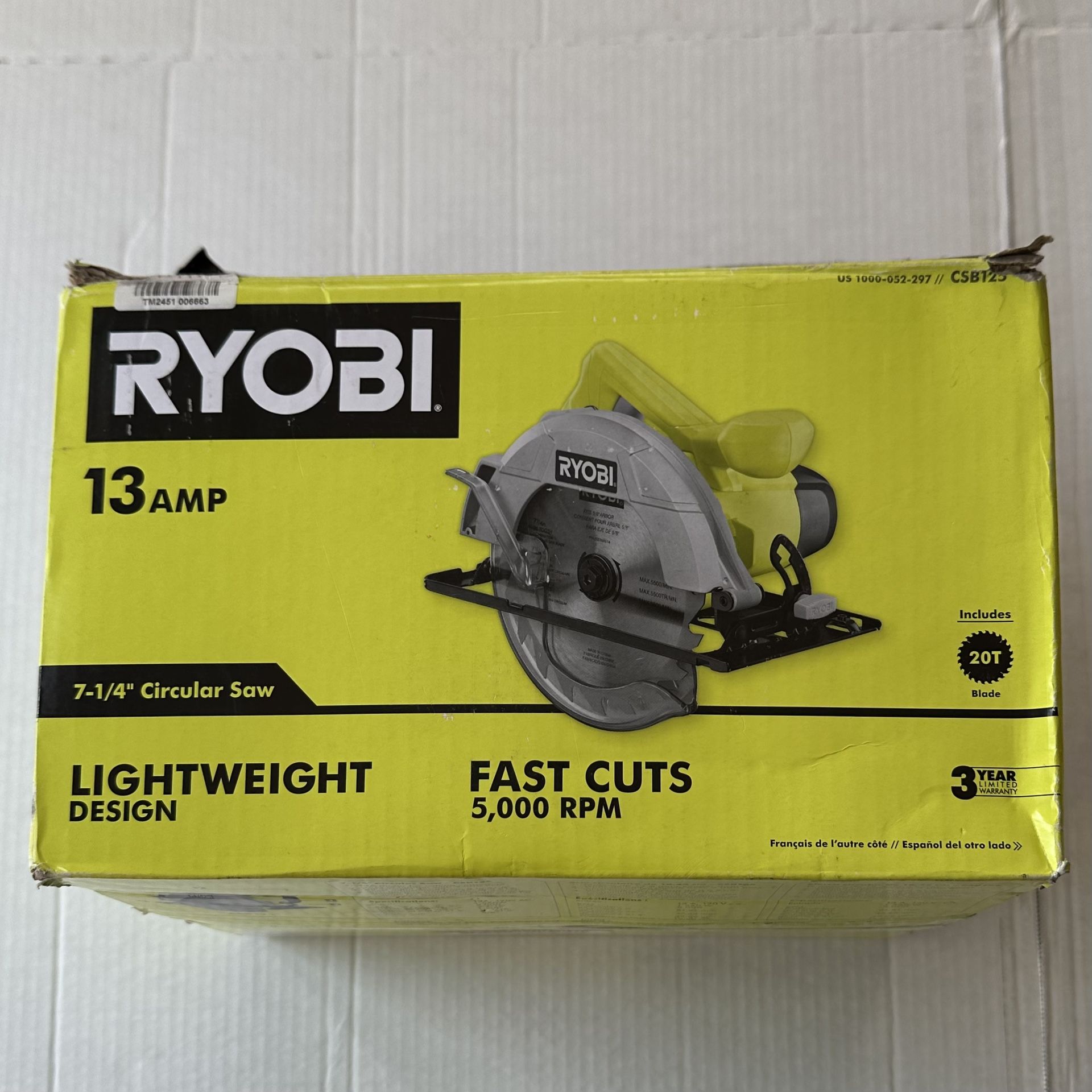 13 Amp 7-1/4 in. Corded Circular Electric Saw – Lightly Used