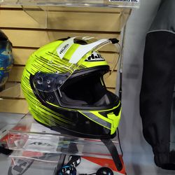 Motorcycle full face helmet high visibility yellow size large