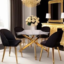 5PC BLACK &. GOLD DINNING SET 