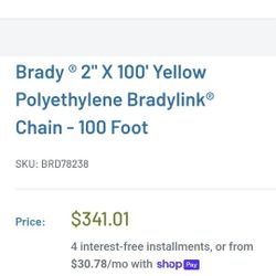 Yellow Warning Chain. 100'