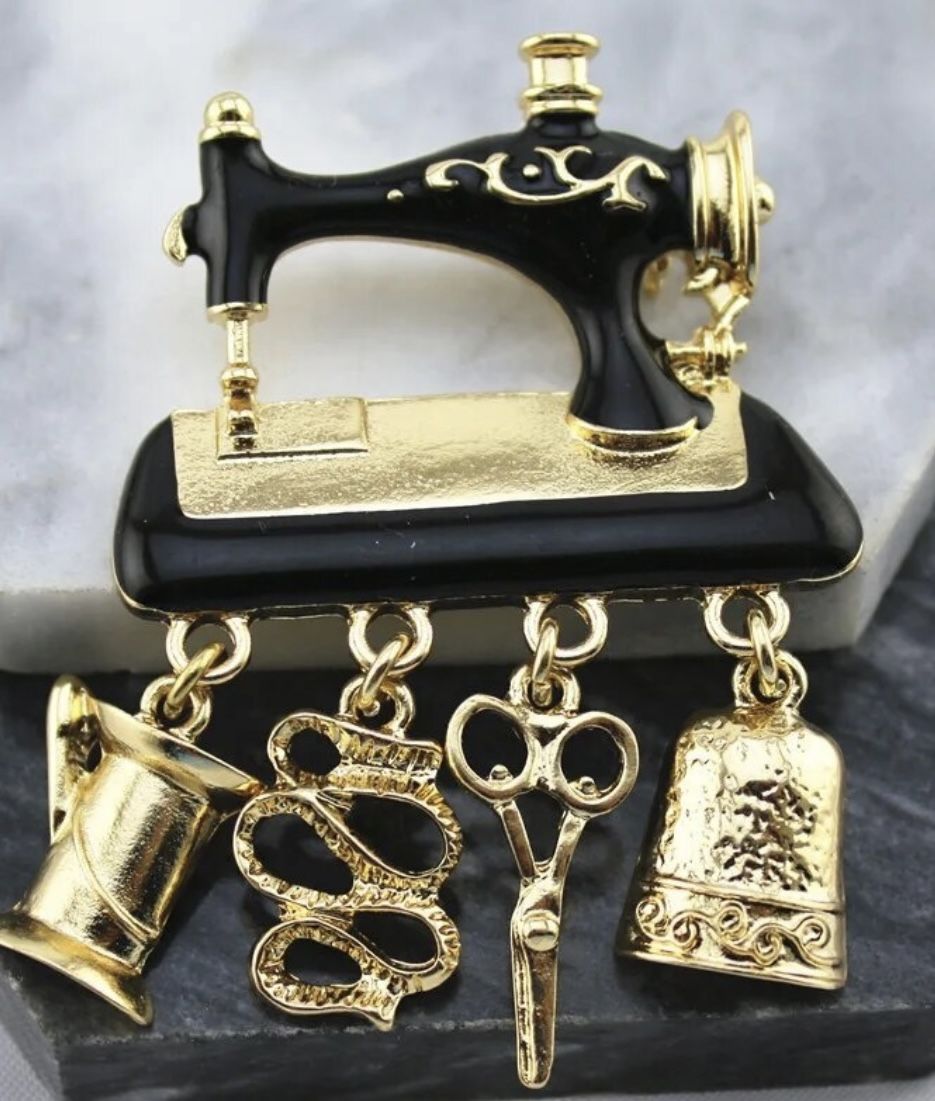 sewing machine enamel scissor brooch pin pendant