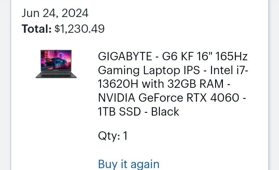 Gigabyte G6 Gaming Laptop