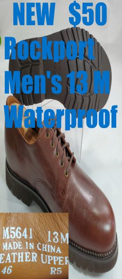 NEW Rockport Men's 13 M Waterproof Shoes Rubber Soles Leather Oxford Jordan