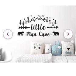 Little Man Cave Bedroom Wall Decal Baby Boys Bedroom  Nursery  Playroom Woodland PNW Nature Natural Decor