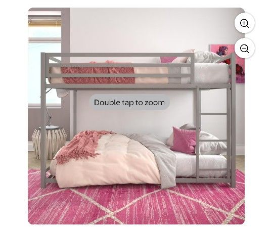 Miles Full Over Full Metal Bunk Bed with Metal Slats and Integrated Ladder.