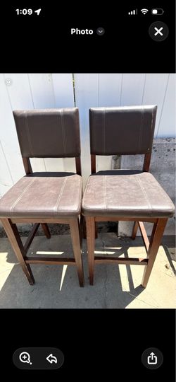 30.5 in. Brown High Back Wood Bar Stool with Faux Leather Seat