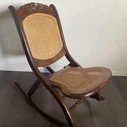 Vintage Cane Foldable Rocking Chair