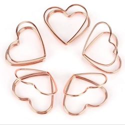 20-Piece Rose Gold Metal Paper Clips with Heart Shape Bookmark Clip, Funny Page Marker for Office & School Supplies, Perfect for Students & Profession