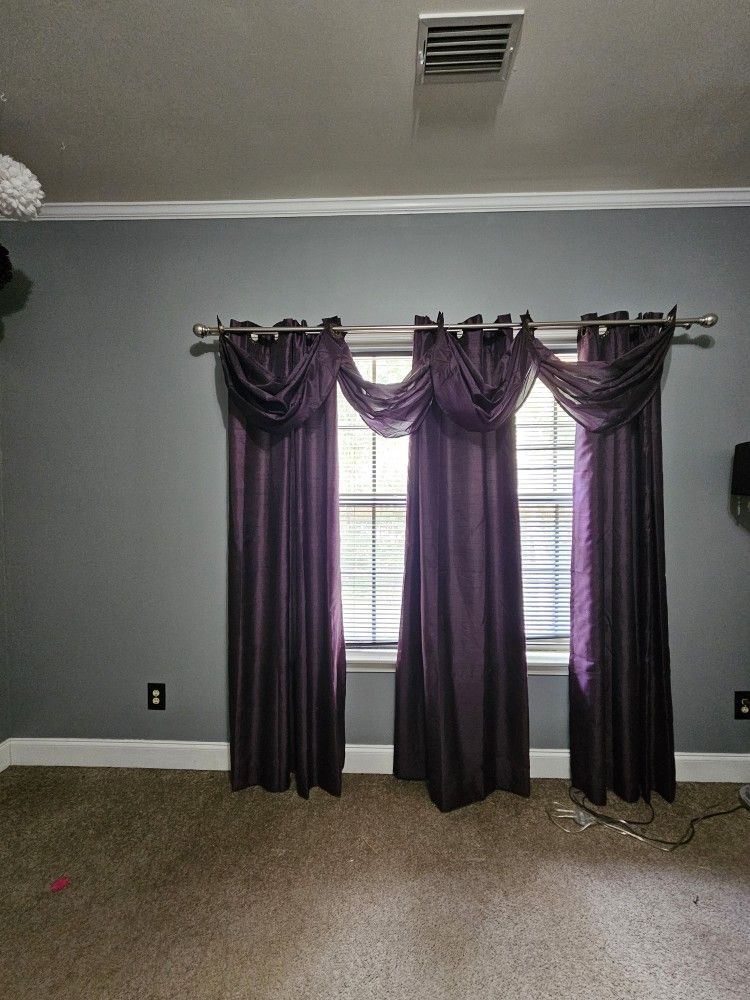 Aubergine Purple Curtains With Valance