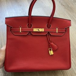 Hermes Birkin Handbag in Rouge Casaque