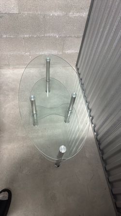 Oval Glass Coffee Table with Chrome Legs