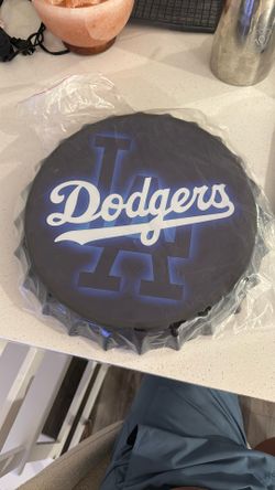 Dodgers 14” Metal Tin Wall Decor Bottlecap