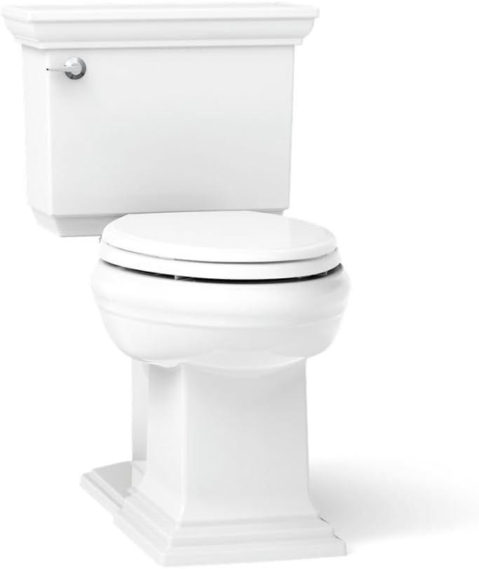 KOHLER K-6669-0 Memoirs Stately Comfort Height Elongated 1.28 GPF Toilet with Aqua Piston Flush Technology