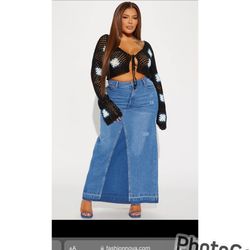 NWT FASHION NOVA PLUS SIZE MAXI DENIM SKIRT