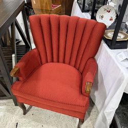 1960s Danish relax armchair original condition red cotton/wool oak wood