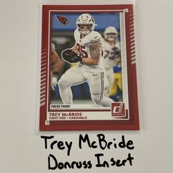 Trey McBride Arizona Cardinals All-Pro TE Donruss Short Print Insert Card. 