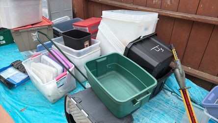 Bins all kind of sizes and colors