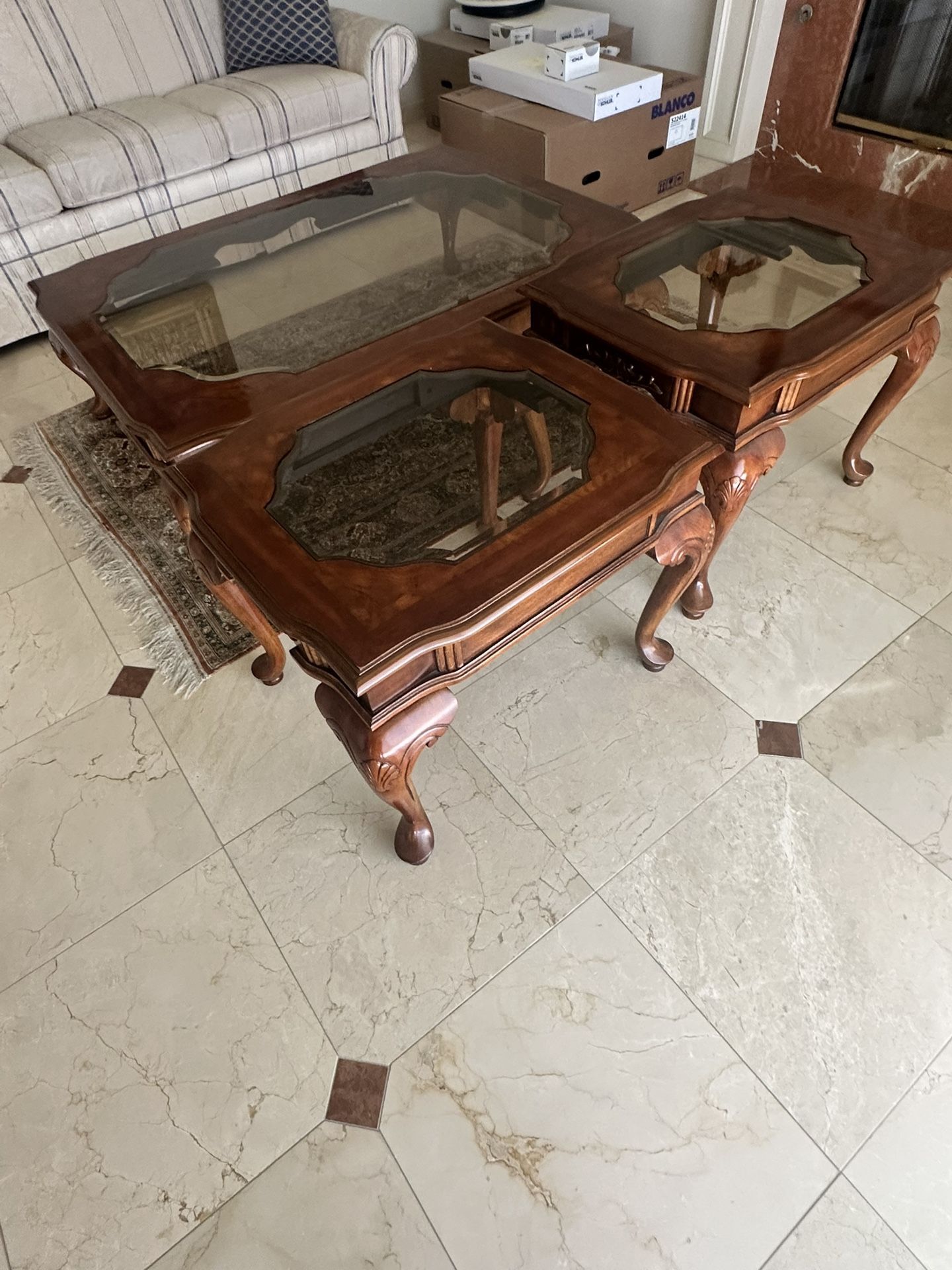 Colonial Style Coffee Table + 2 Matching End Tables