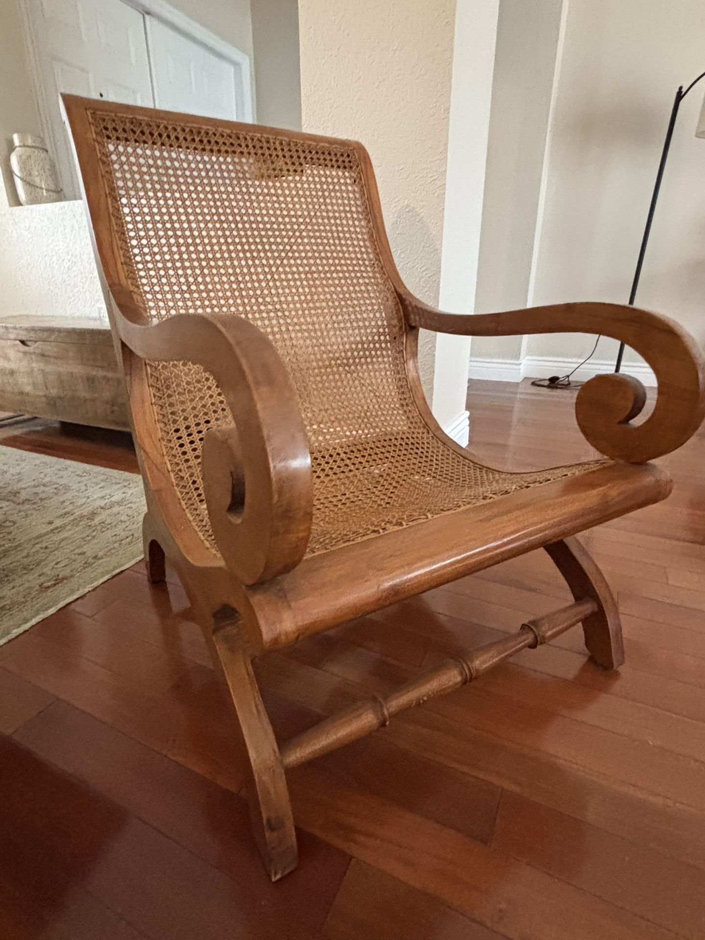 Handwoven Cane Rattan Wicker Wood Plantation Bali Chair  