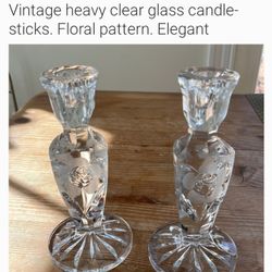 Vintage two glass crytal candle sticks