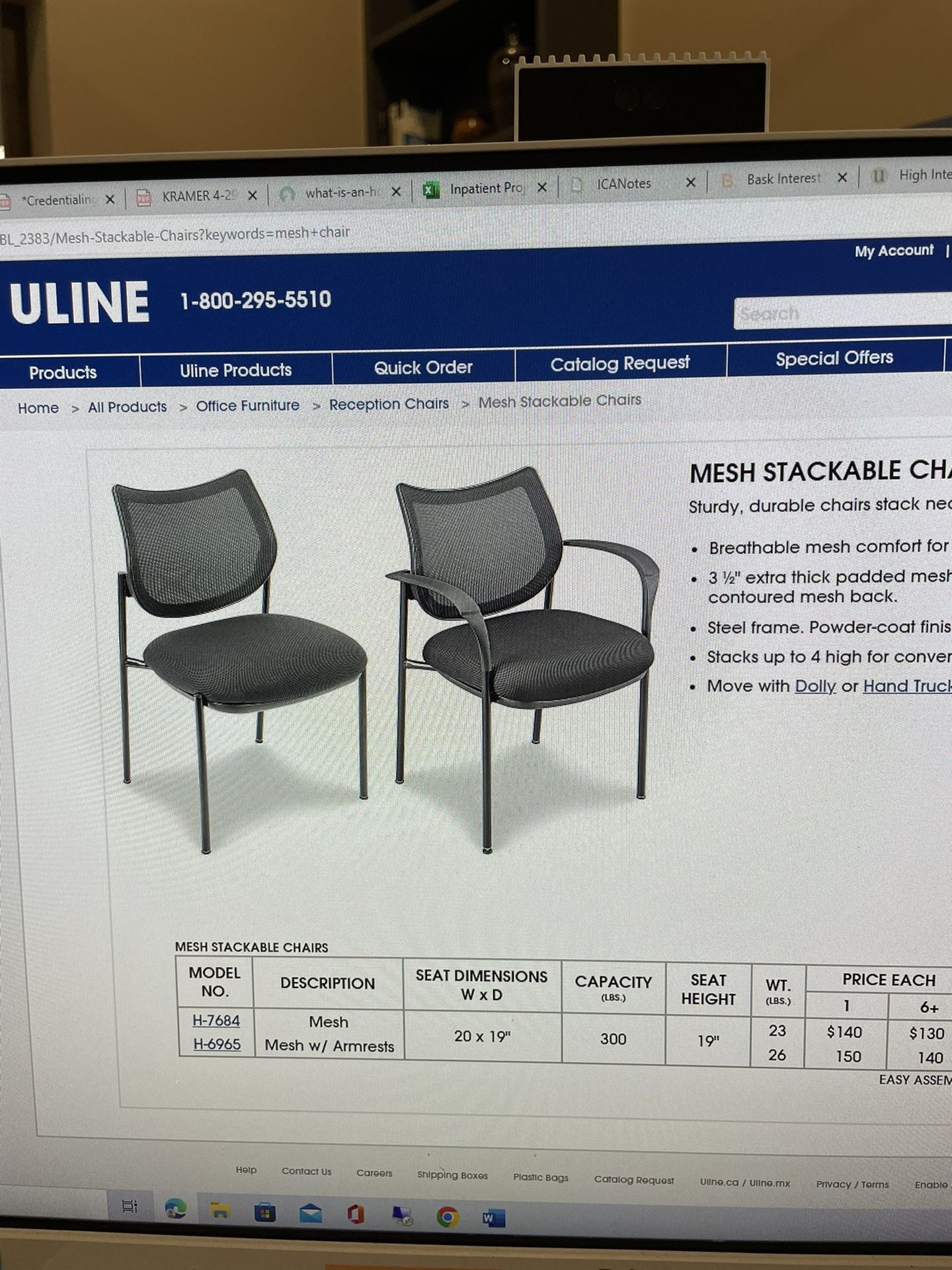 ULINE Office Chairs (2) Stackable 50 for Sale in Peoria, AZ OfferUp