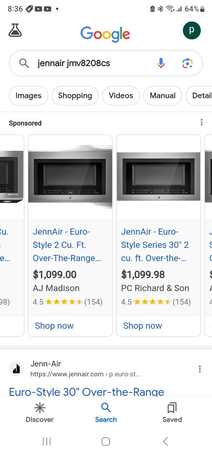 jenn air jmv8208cs Over The Range Microwave, Brand New In Box