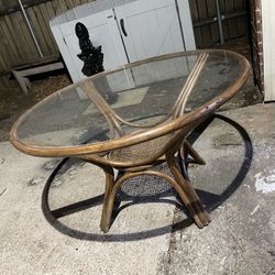 Circular Wood and glass table