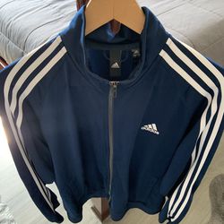Adidas Track Jacket Sweater Blue White Stripes 