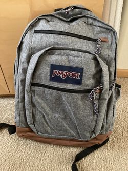 New Jansport Backpack-Cool Student Grey Letterman