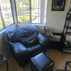 Black Leather Chair And Ottoman 